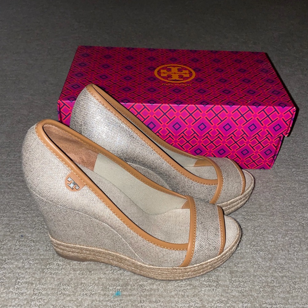 Tory Burch metallic wedges